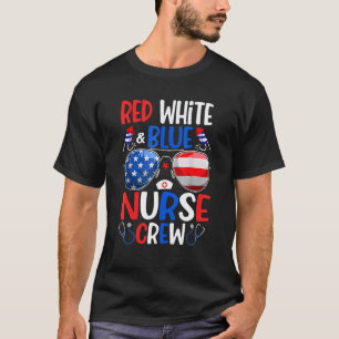 Camiseta Óculos de Sol Vermelho Branco Azul Enfermeira Equi