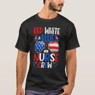 Camiseta Óculos de Sol Vermelho Branco Azul Enfermeira Equi