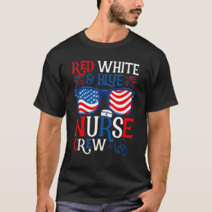 Camiseta Óculos de Sol Vermelho Branco Azul Enfermeira Equi