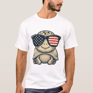 Camiseta Óculos de Sol Vintage de Tartaruga Patriótica Dese
