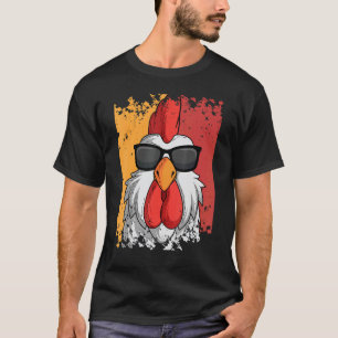 Camiseta Óculos de Sol Vintage Galo Galinheiro Retro