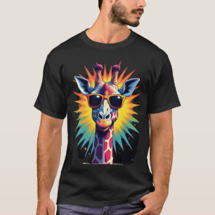 Camiseta Óculos de Sol Vintage Girafa Animal Africano Engra