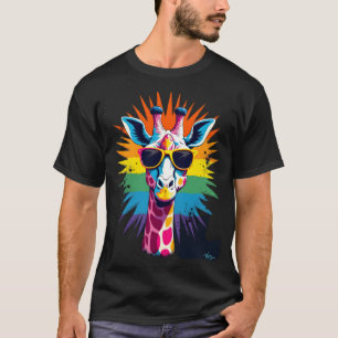 Camiseta Óculos de Sol Vintage Girafa Animal Africano Engra