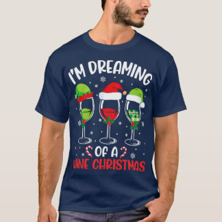 Camiseta Óculos De Vinho ELF Noel Xmas Im Sonho De Vinho C