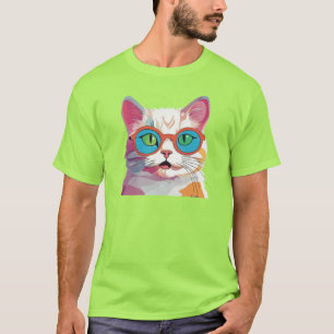 Camiseta Óculos de Visto da Cabeça de Gato Clipart-78199