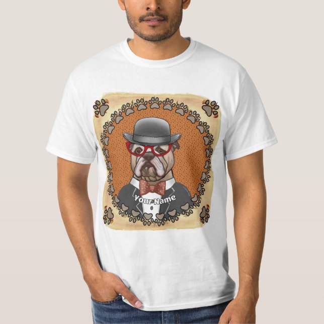 Camiseta Óculos de Visto de Buldogue (Frente)
