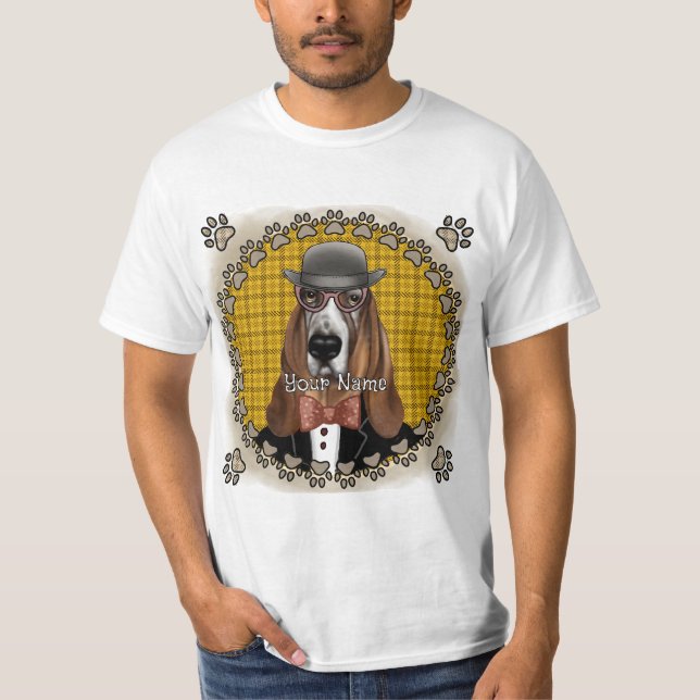 Camiseta Óculos de visto de Caça-Basset (Frente)