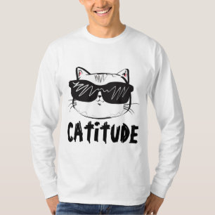 CAMISETA ÓCULOS DE VISTO DE GATOS FUNNES DE CATITUDE