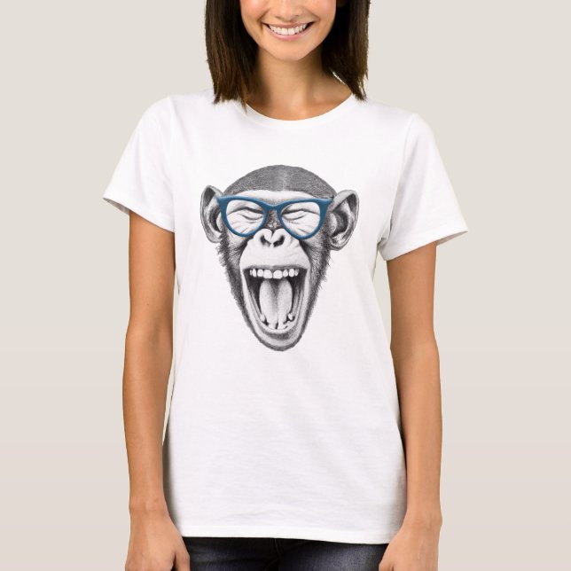 Camiseta Óculos de visto de macacos, amantes de macacos (Frente)