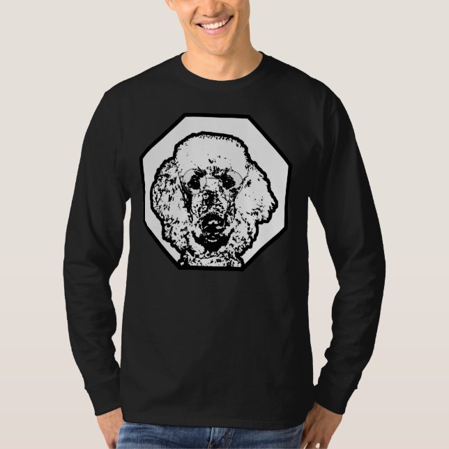 Camiseta Óculos de Visto de Poodle Cachorro Inteligente Int (Frente)