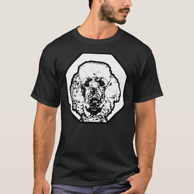 Camiseta Óculos de Visto de Poodle Cachorro Inteligente Int (Frente)