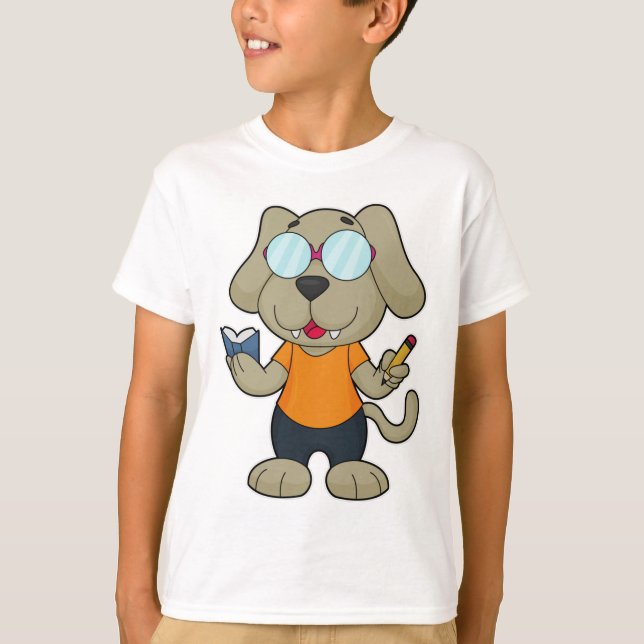 Camiseta Óculos do livro de Nerd de cães (Frente)