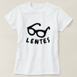 Camiseta óculos e texto Lentes: óculos em galego