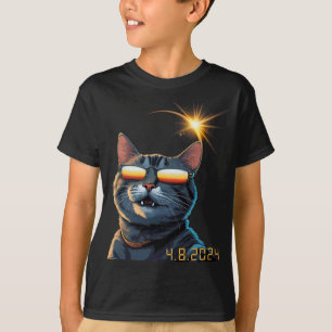 Camiseta Óculos Eclipse Solar 2024 Vestindo Gatos Eclipse