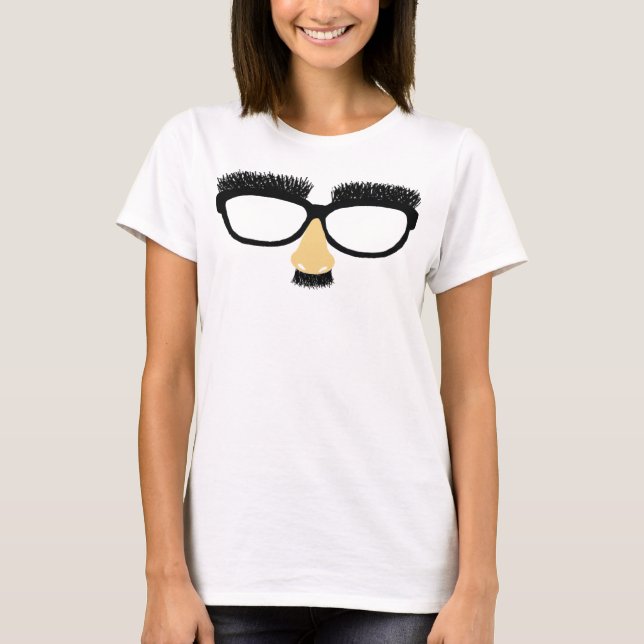 Camiseta Óculos engraçados com bigode e nariz (Frente)