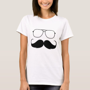 Camiseta óculos engraçados de bigode em preto