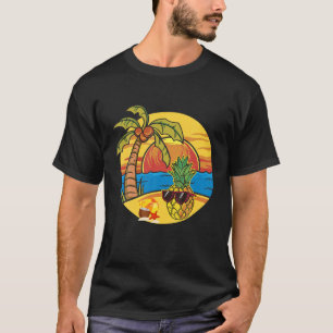 Camiseta Óculos escuros Abacaxi Palmeiras Sunset Funny Trop