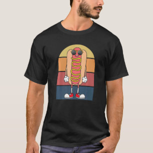 Camiseta Óculos escuros Foto de cachorro quente Comida rápi