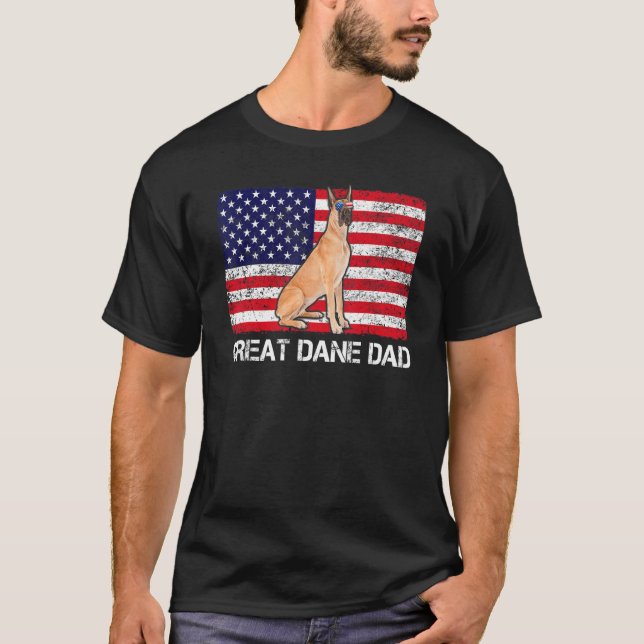 Camiseta Óculos escuros Grande Pai de dinamarquês Bandeira  (Frente)