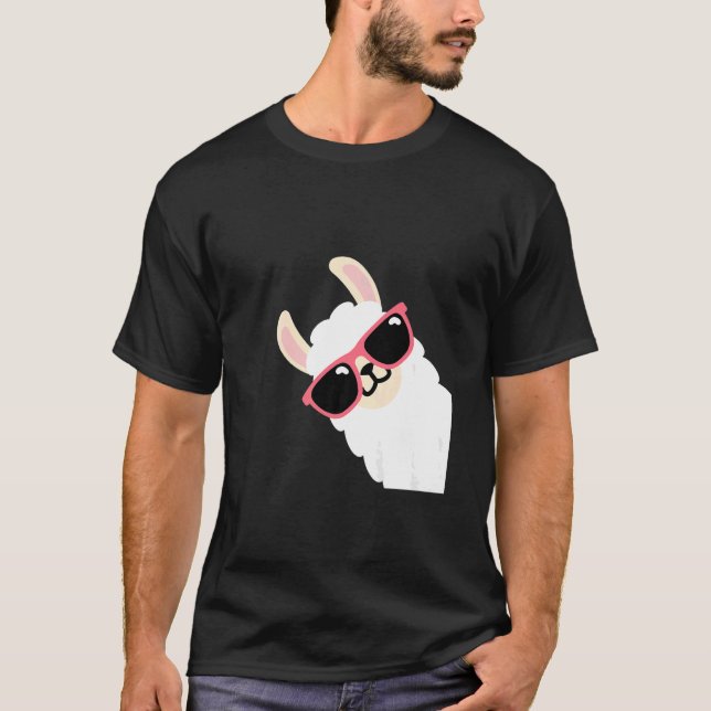 Camiseta Óculos escuros Llama Alpaca Boy Kids 1 (Frente)