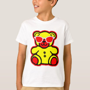Camiseta Óculos escuros Urso Vermelho Coração Amarelo MUSEU