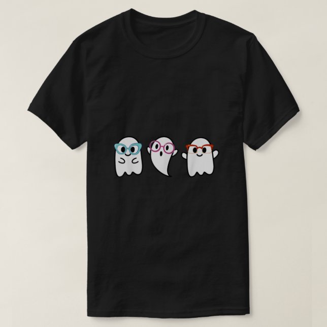 Camiseta Óculos Fantasmas Ópseos Ópseos Óptometristas Hallo (Frente do Design)