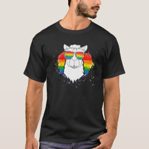 Camiseta Óculos LGBRainbow Engraçado do Orgulho Llama