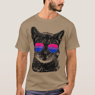 Camiseta Óculos LGBT de Gato de Orgulho gay Bissexual