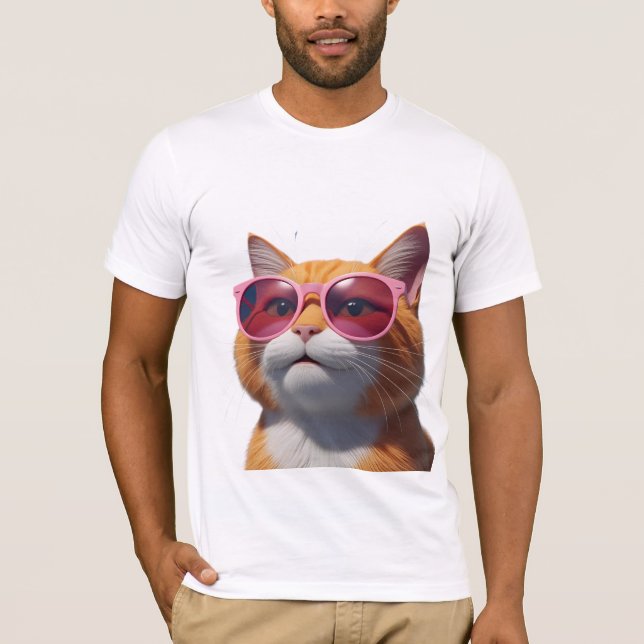 Camiseta Óculos Solares 3D Felinos Com Sono (Frente)