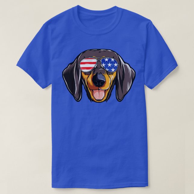 Camiseta Óculos solares americanos Dachshund 4 de julho Cac (Frente do Design)