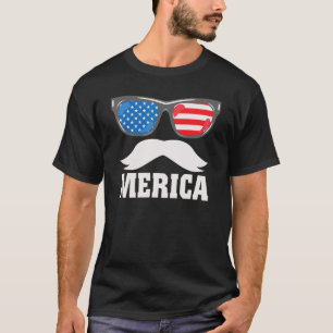 Camiseta Óculos solares bigode América 4 de julho