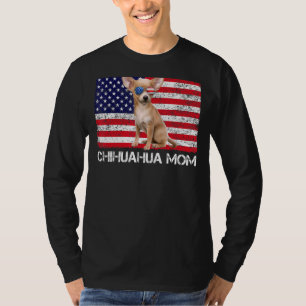 Camiseta Óculos solares Chihuahua Mãe Bandeira Americana