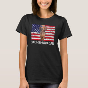 Camiseta Óculos solares Dachshund Pai Flag American Usa og
