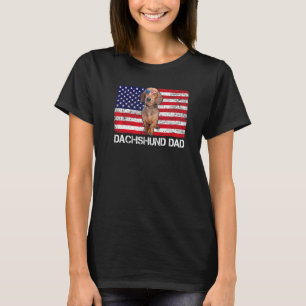 Camiseta Óculos solares Dachshund Pai Flag American Usa og