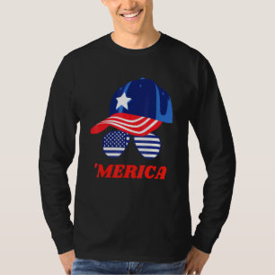 Camiseta Óculos Solares E Bonés De Bandeira Americanos
