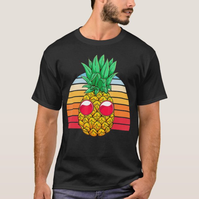 Camiseta Óculos solares Legal Abacaxi Fruta Exótica Tropi (Frente)