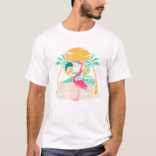 Camiseta Óculos Solares legal Aves Tropicais Frescas Rosa