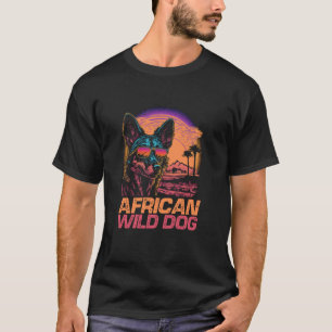 Camiseta Óculos Solares legal Retro Sunset Cão Selvagem Afr