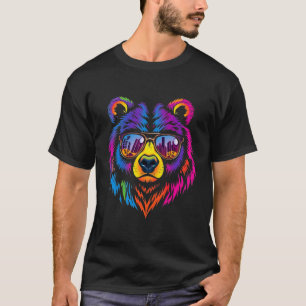 Camiseta Óculos Solares legal Vestindo Urso - Vida Selvagem