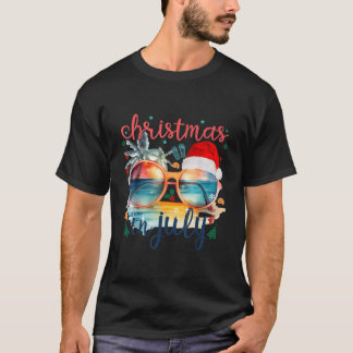 Camiseta Óculos Solares Natal Em Julho Santa Hábito Verão V