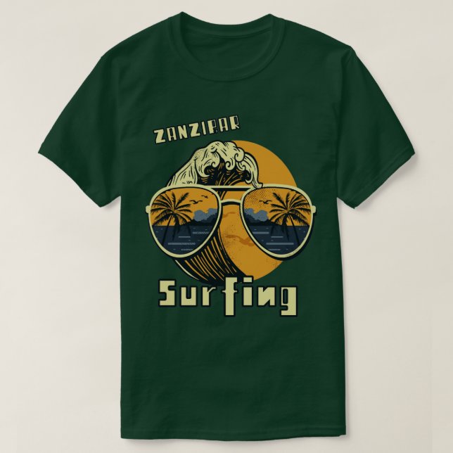 Camiseta Óculos solares Surfing Beach Zanzibar Vacance Palm (Frente do Design)