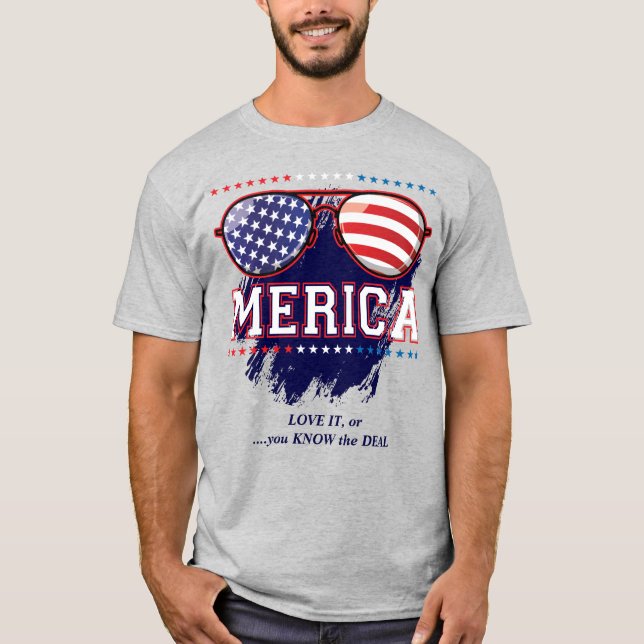 Camiseta Óculos Sunitas Americanos Você Conhece o Patriótic (Frente)
