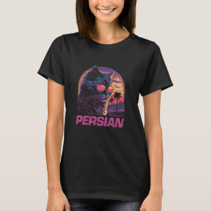 Camiseta Óculos Sunset legal Retro Sunset Gatos Persa