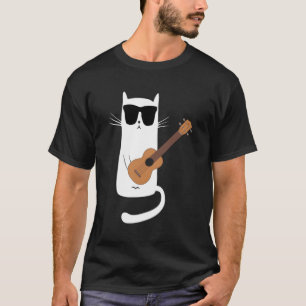 Camiseta Óculos SunVestindo Gatos Fazendo Ukulele