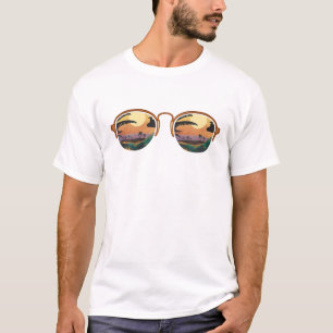 Camiseta Óculos tropicais legal Sunset Summer Vibes Tropi
