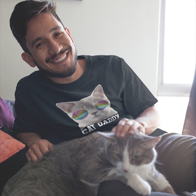 CAMISETA ÓCULOS-UNHO DE PAI DE GATO MENS T-SHIRTS LEGAL (Criador carregado)