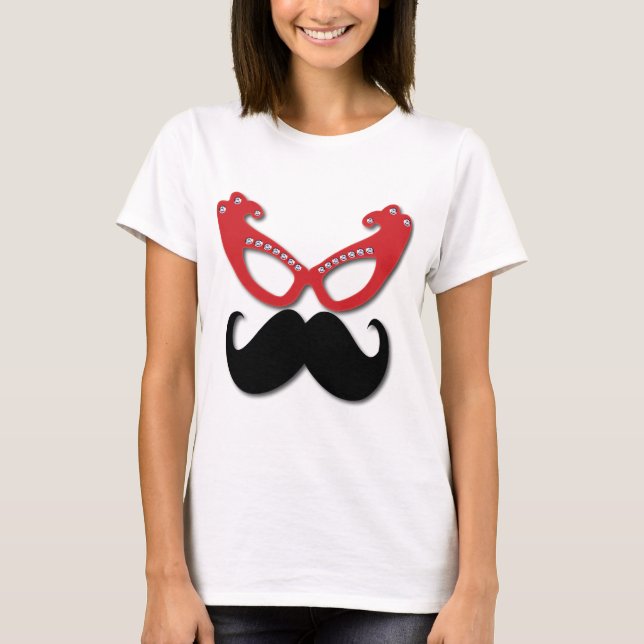 Camiseta óculos vermelhos com bigode (Frente)