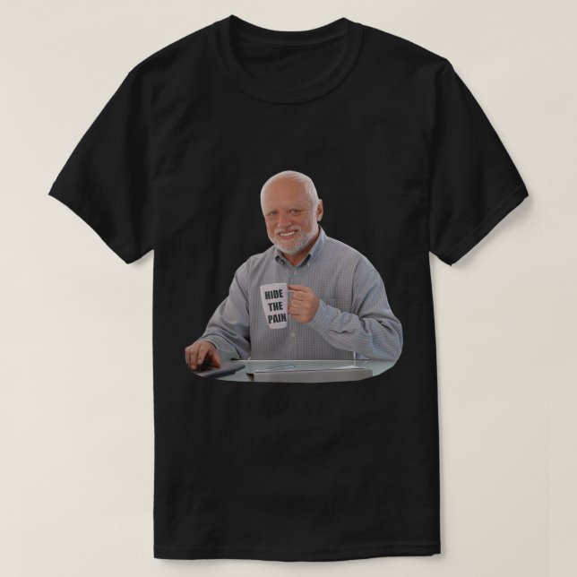 Camiseta Ocultar A Dor Harold Coffee Memória Engraçada Tren (Frente do Design)