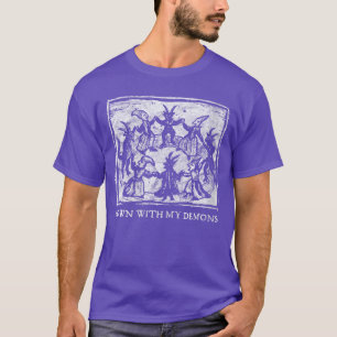 Camiseta Ocultismo Feminino Abajo Con Mis Demonios Pu Gótic