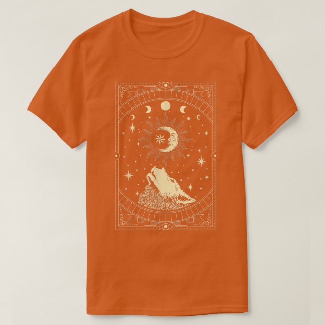 Camiseta Oculto da Bruxa de Wolf Gothic Wolf Howling (Frente do Design)